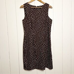 Perceptions New York Brown and White Polka Dot Sleeveless Midi Dress. Size 14.